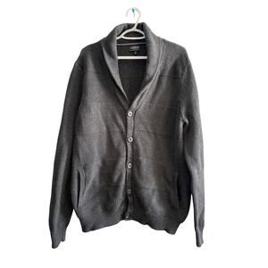 Express gray shawl neck button down cotton sweater mens XL preppy grandpa‎ cozy